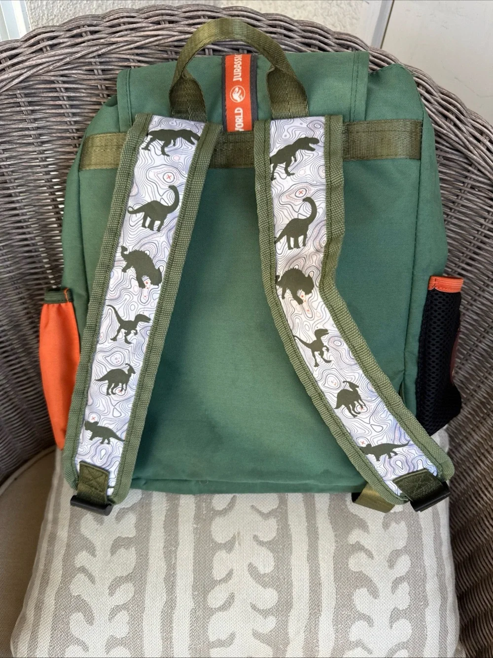 Green & Orange Dinosaur Patch Backpack